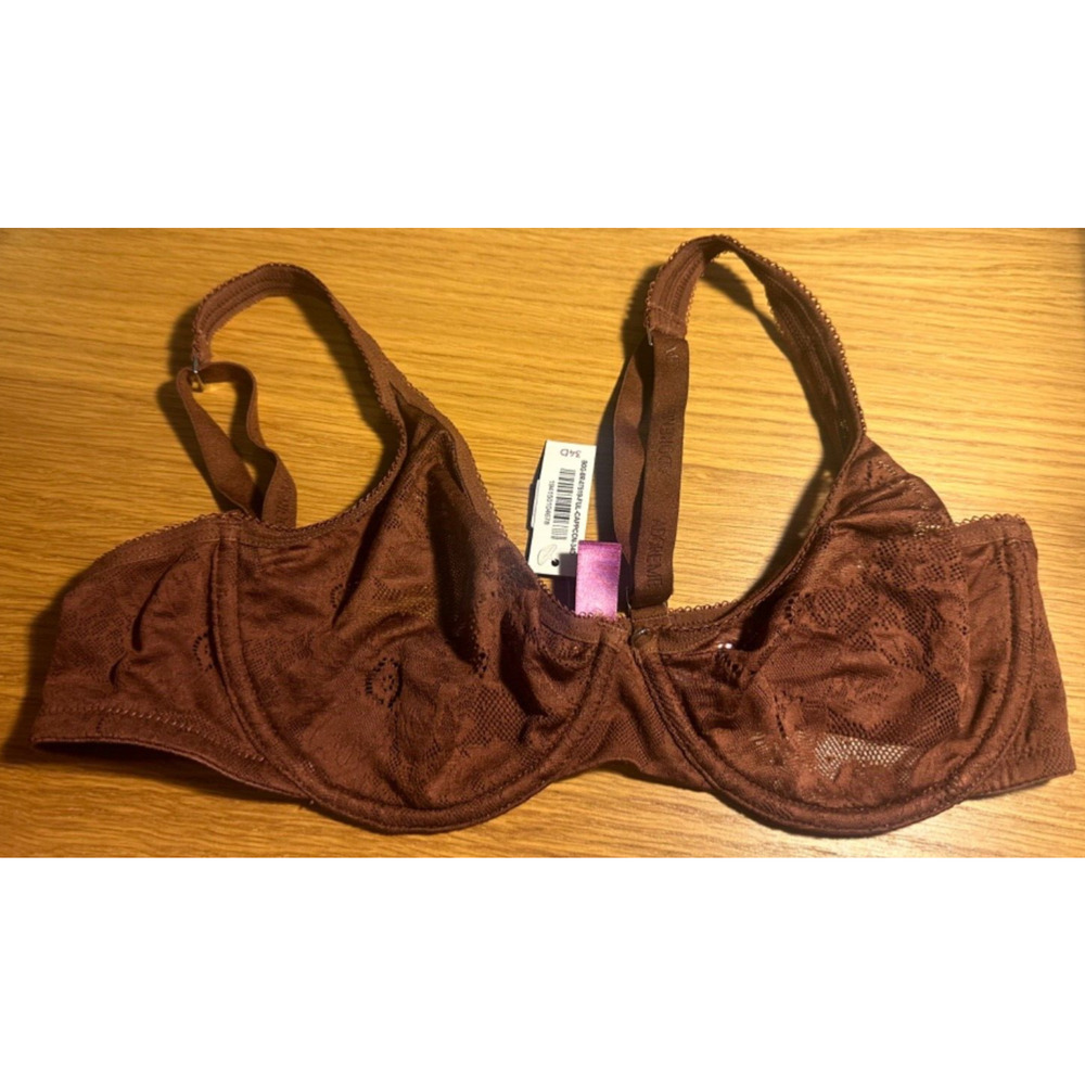 Adore Me Underwire Full Bra size 34D Brown lace floral